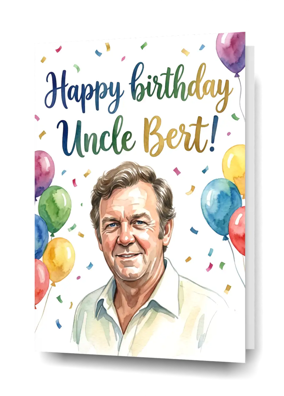A birthday card personalized from the old family photo